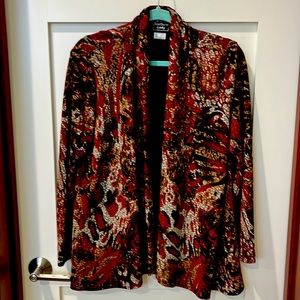 Lovely multicolored open front jacket. Size medium from Southern Lady.